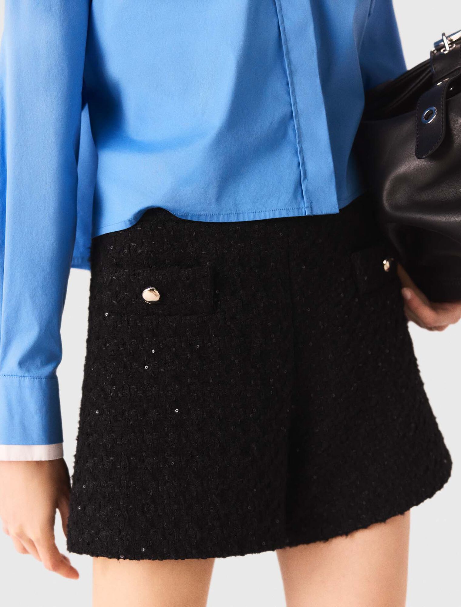 Tweedshorts mit Strass