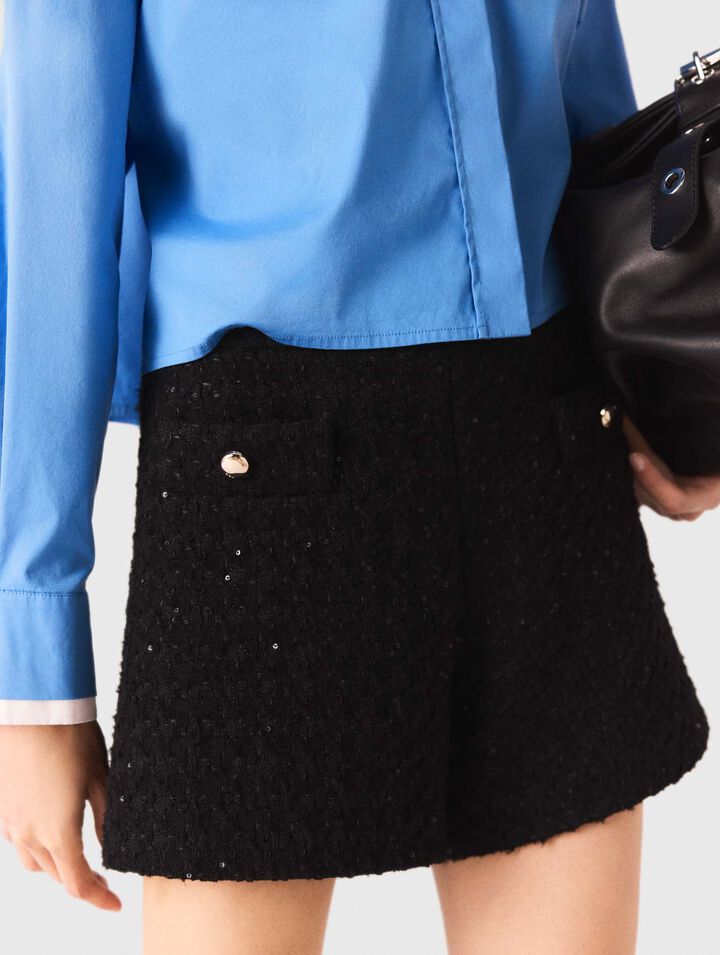 Tweedshorts mit Strass