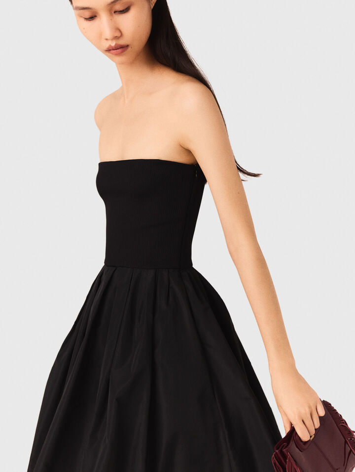 Bustierkleid aus Strick und Taft
