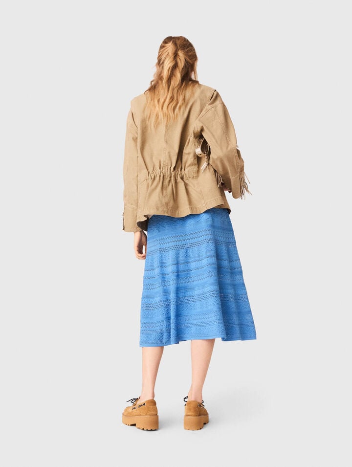 Jeansjacke mit Plissee am R&uuml;cken