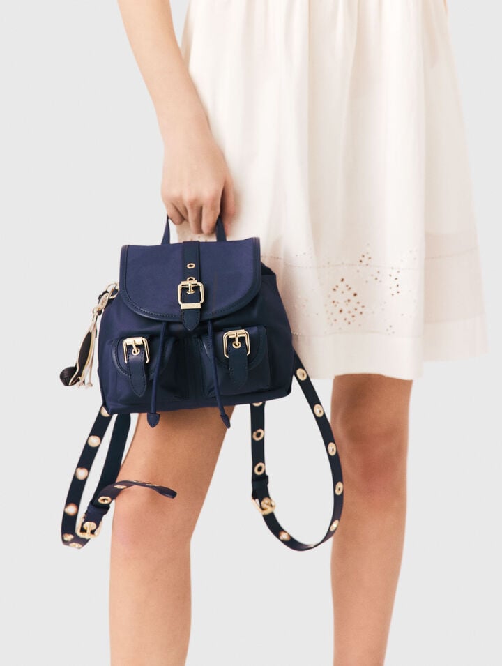 Mini-Rucksack aus Leder und Nylon