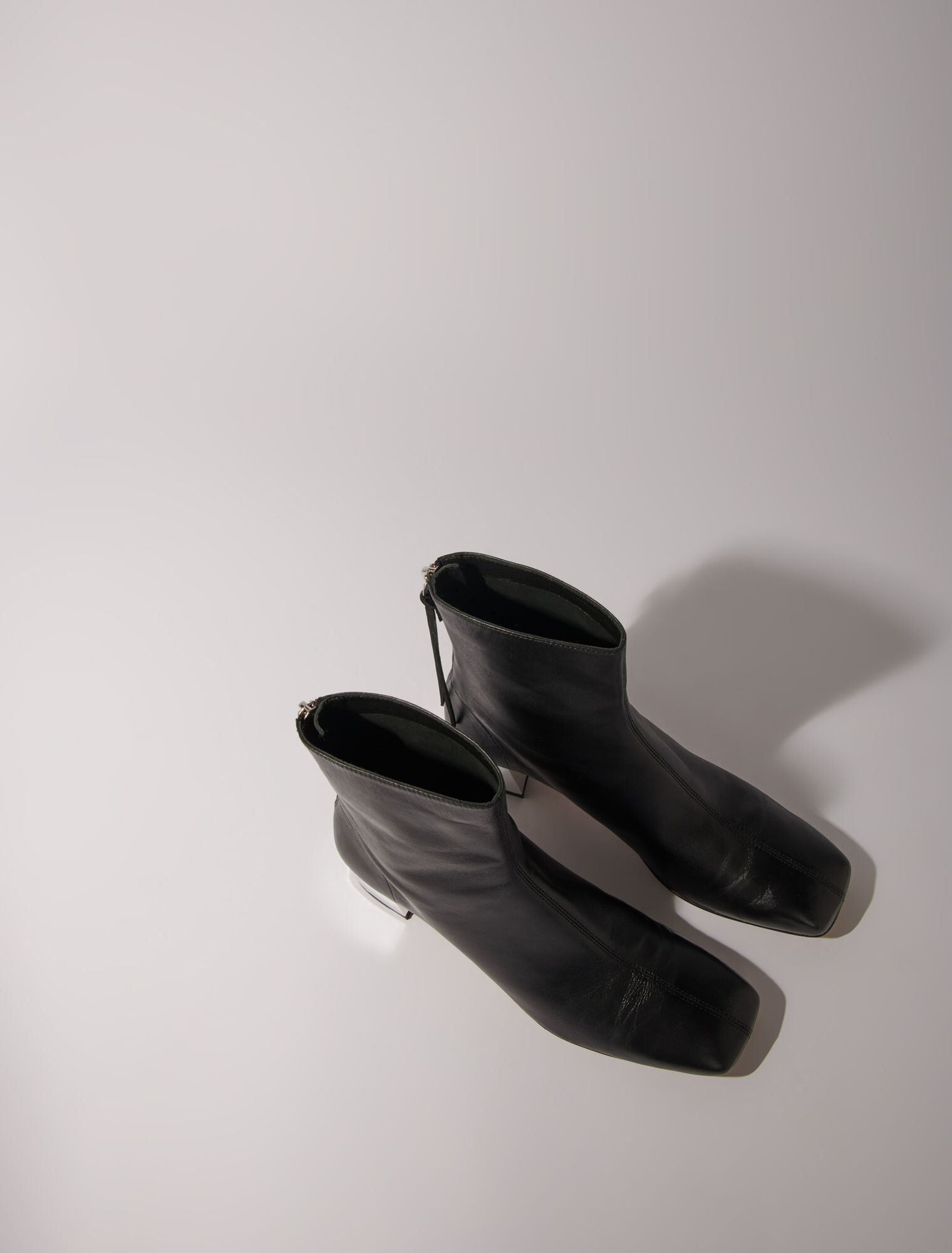 Lederstiefeletten mit eckiger Kappe