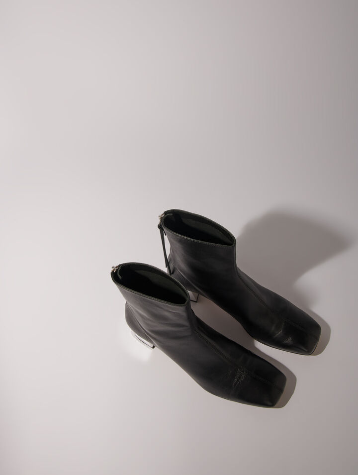 Lederstiefeletten mit eckiger Kappe