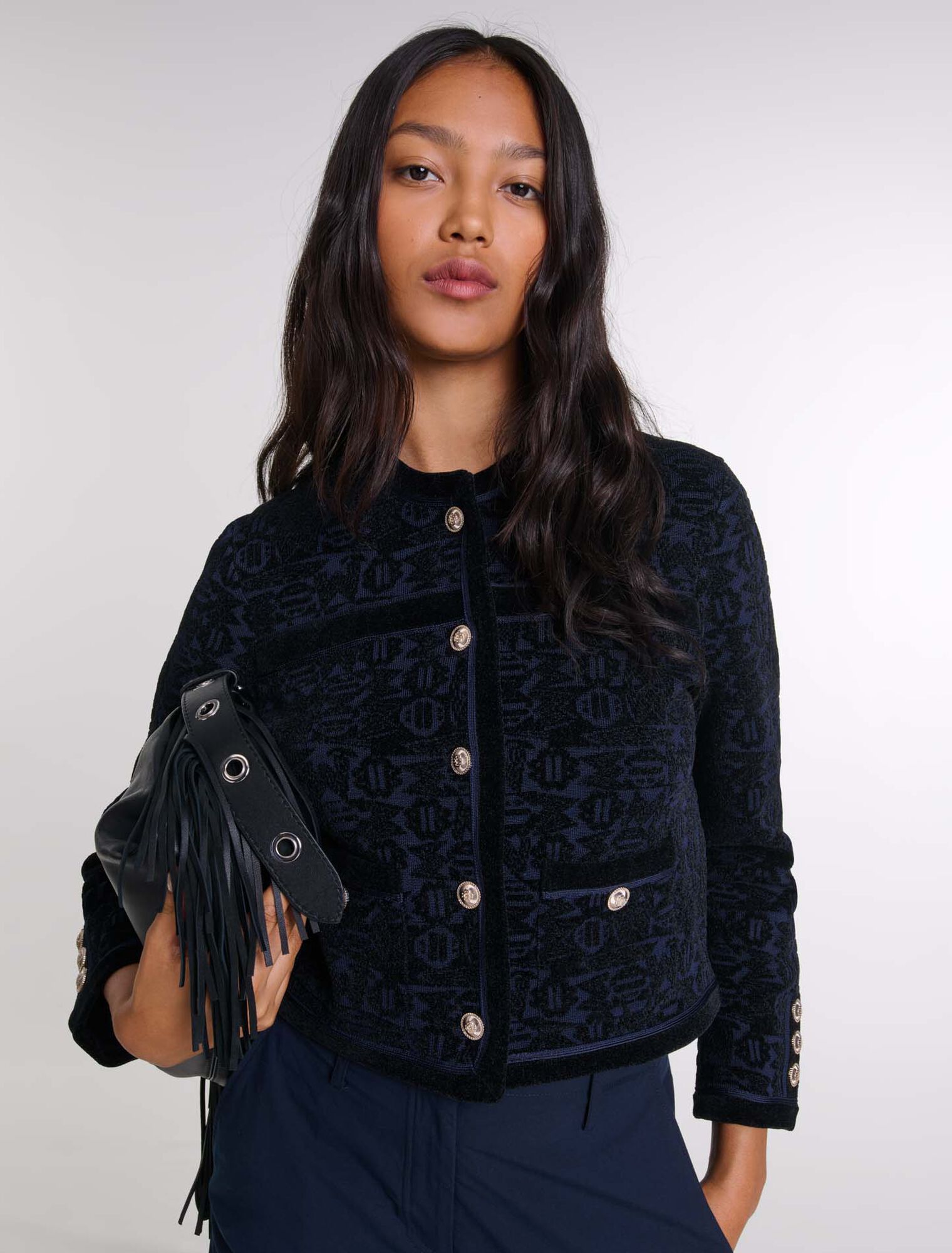 Strickjacke aus Samtstrick