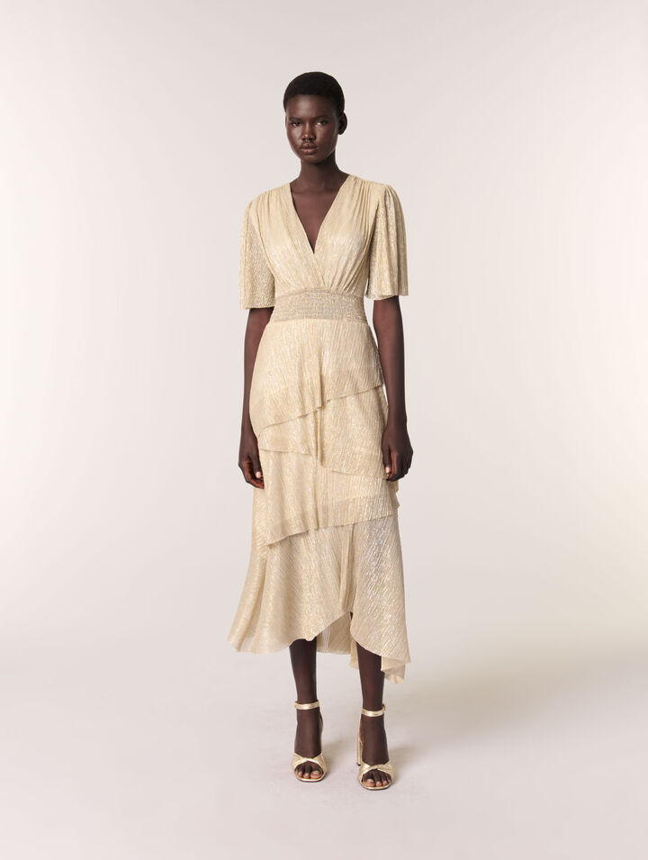 Metallic-Kleid mit Volants