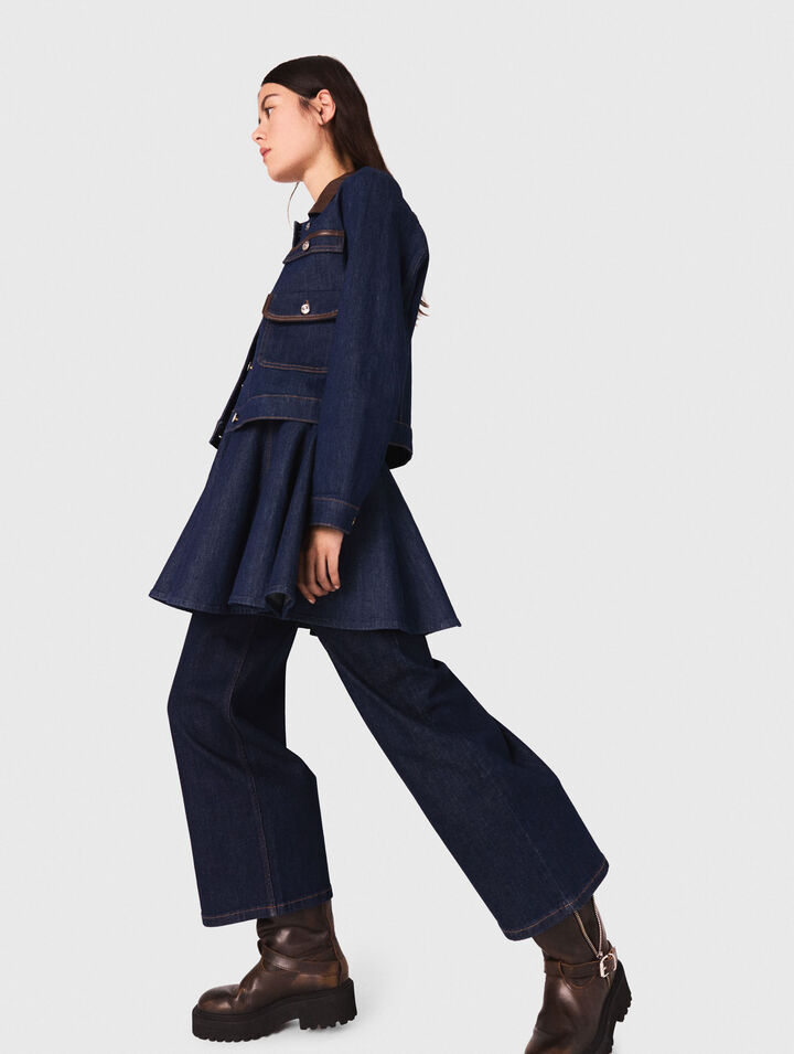 Jeansjacke mit Kunstlederkragen
