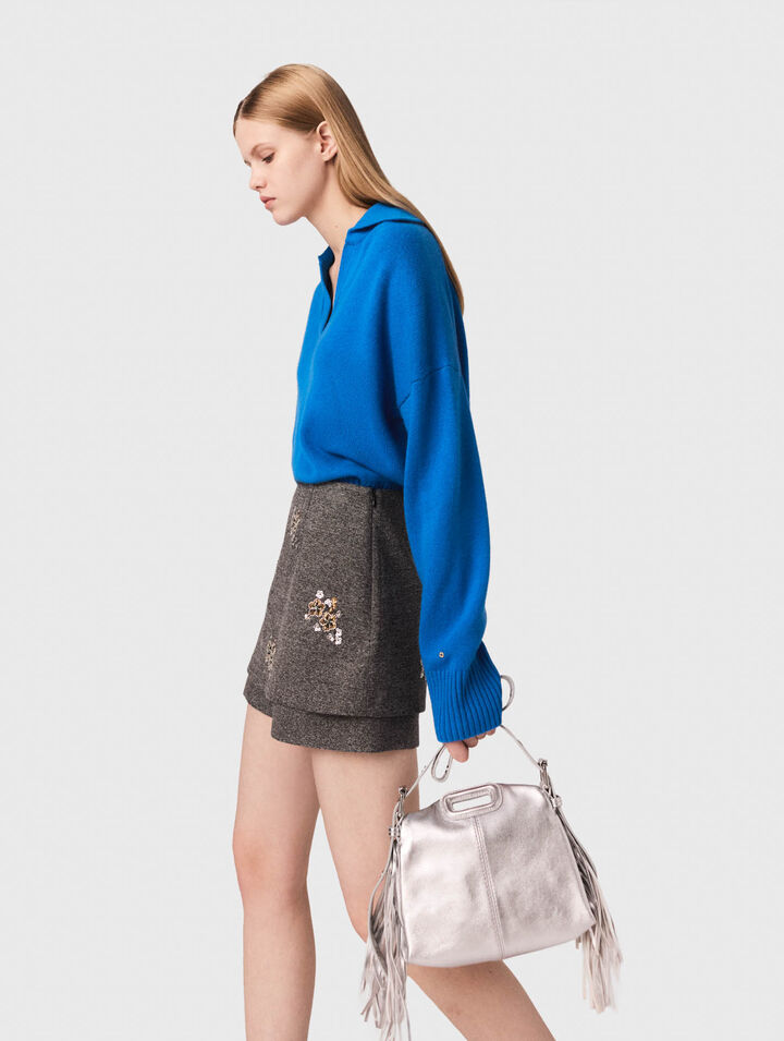 Shorts mit floraler Stickerei
