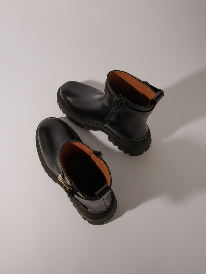 Lederstiefeletten mit Schnalle