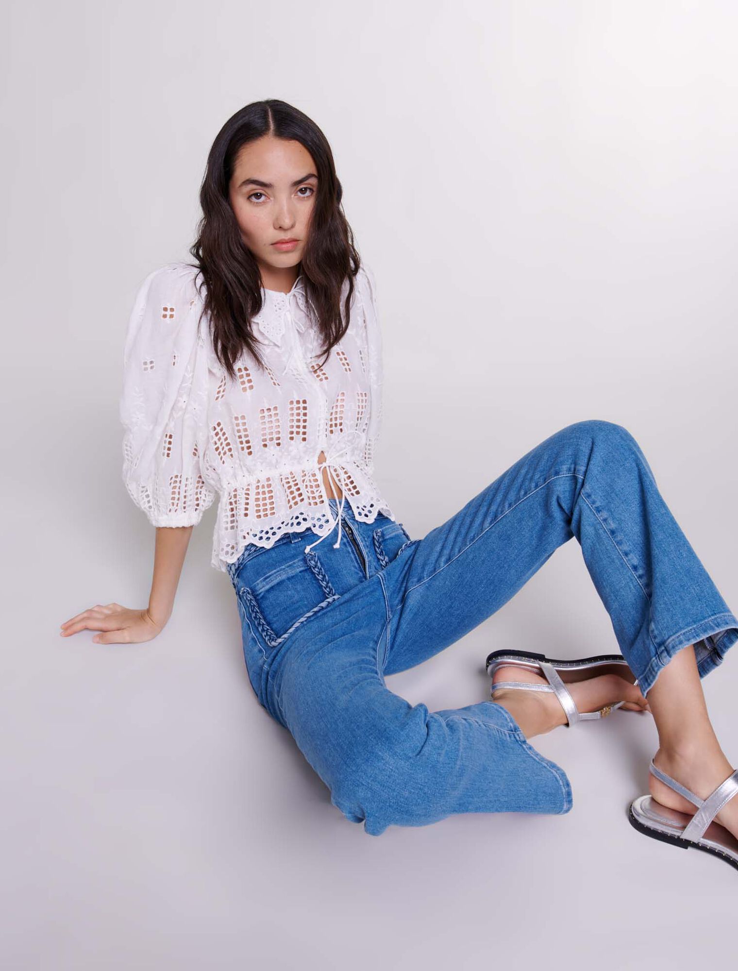 Bestickte Bluse aus Ramie