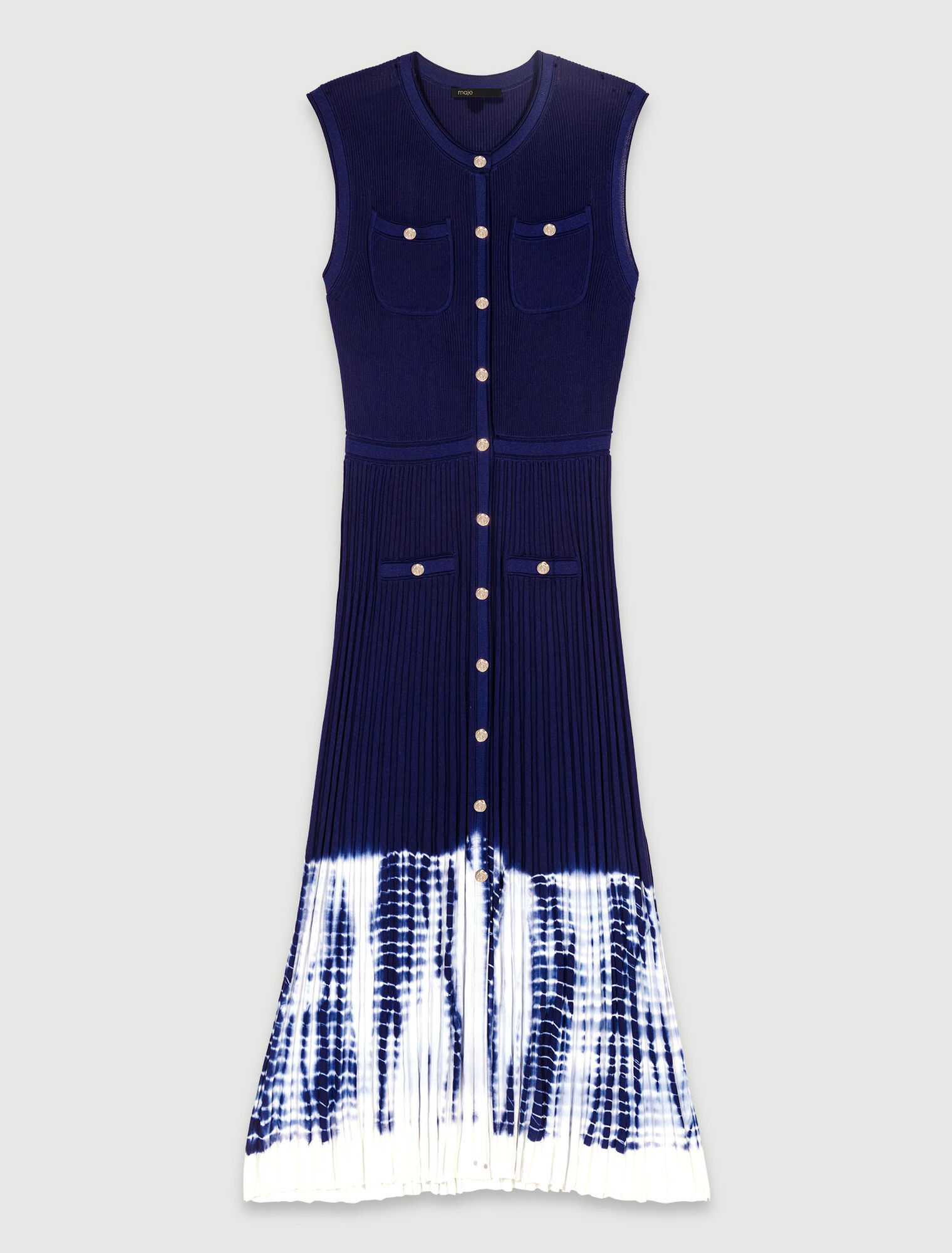 Langes Strickkleid mit Batik-Muster
