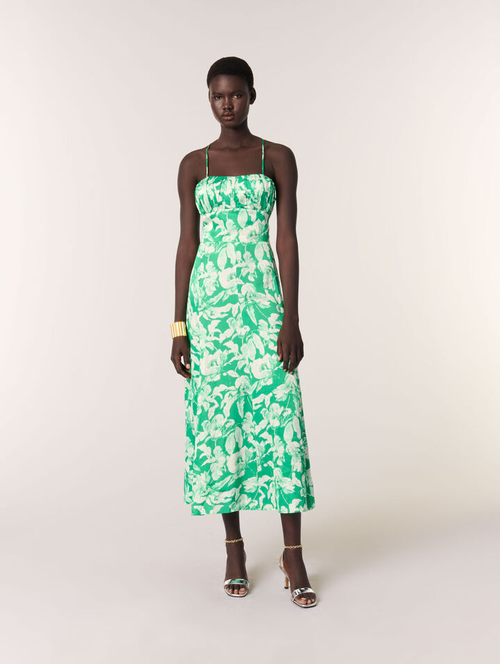 Langes bedrucktes Kleid