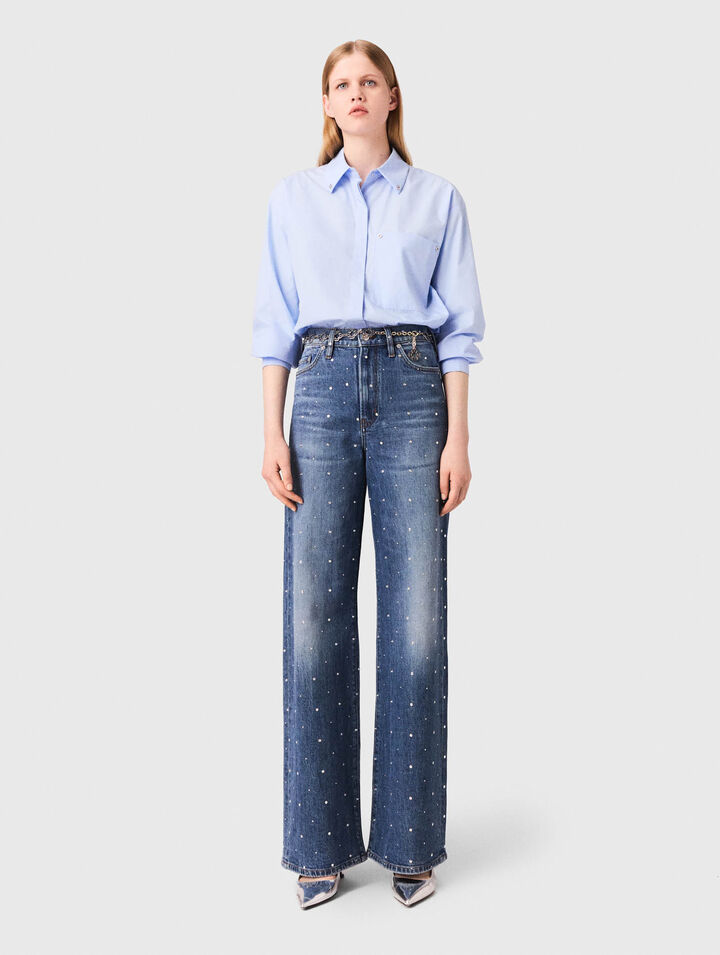 Weite Denim-Jeans mit Nieten