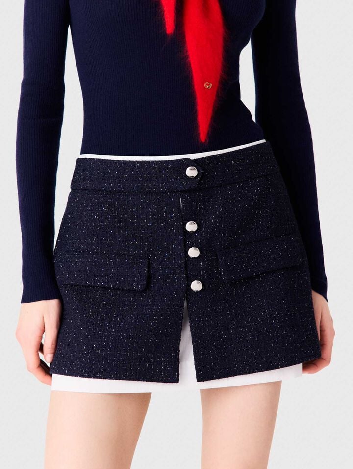 Tweed-Shorts mit Kontrast