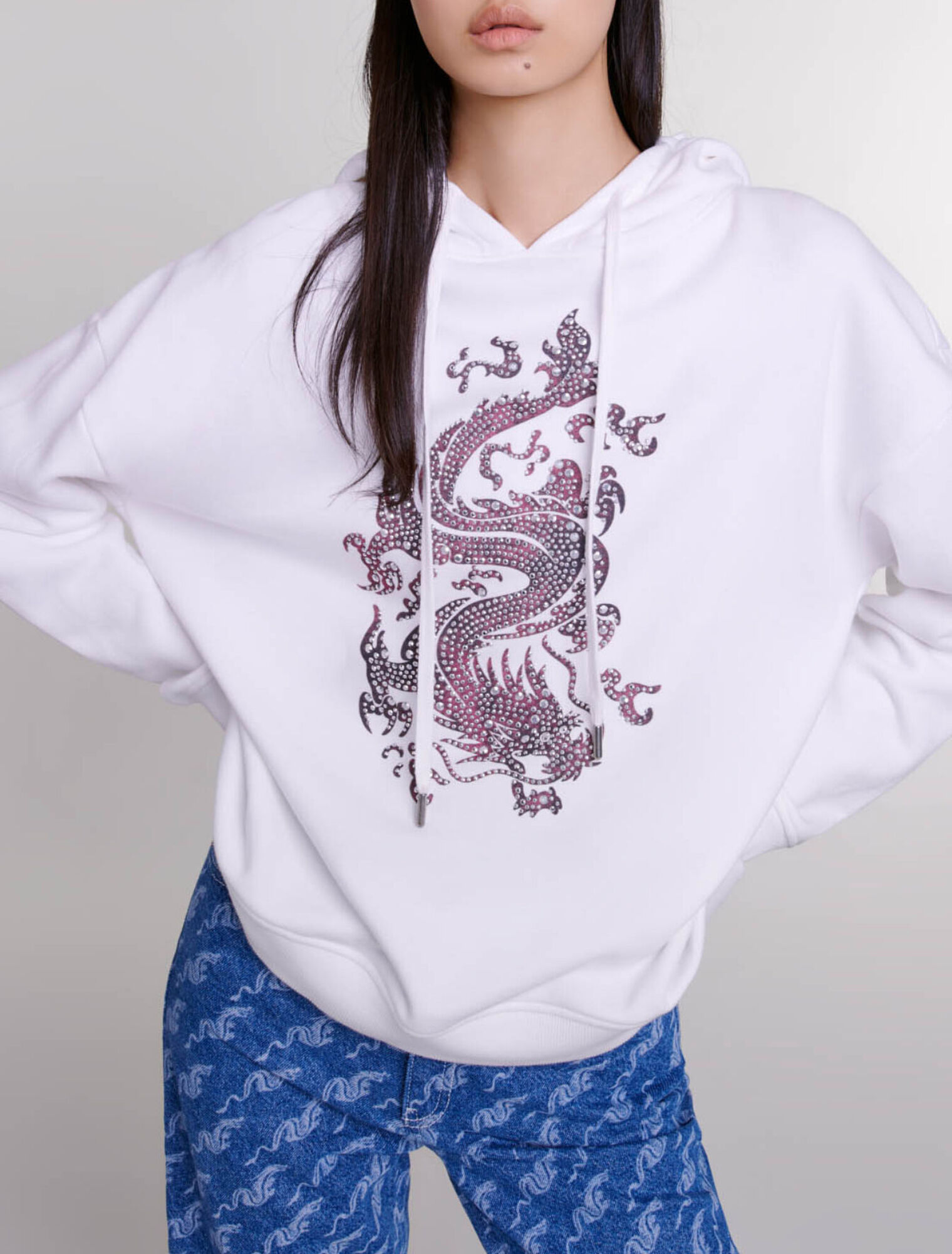 Oversize-Sweatshirt mit Strass