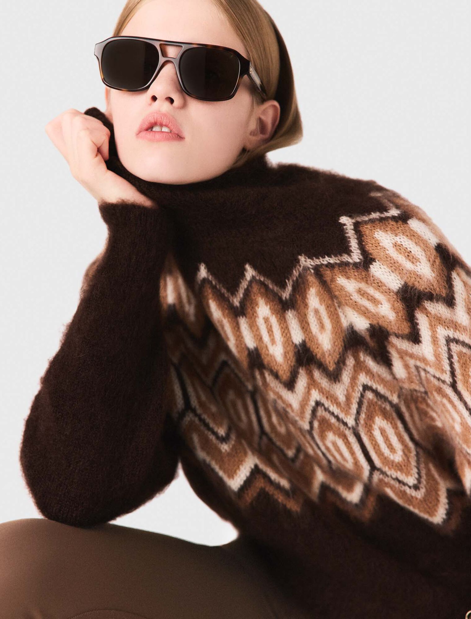 Fairisle-Pullover mit Stehkragen