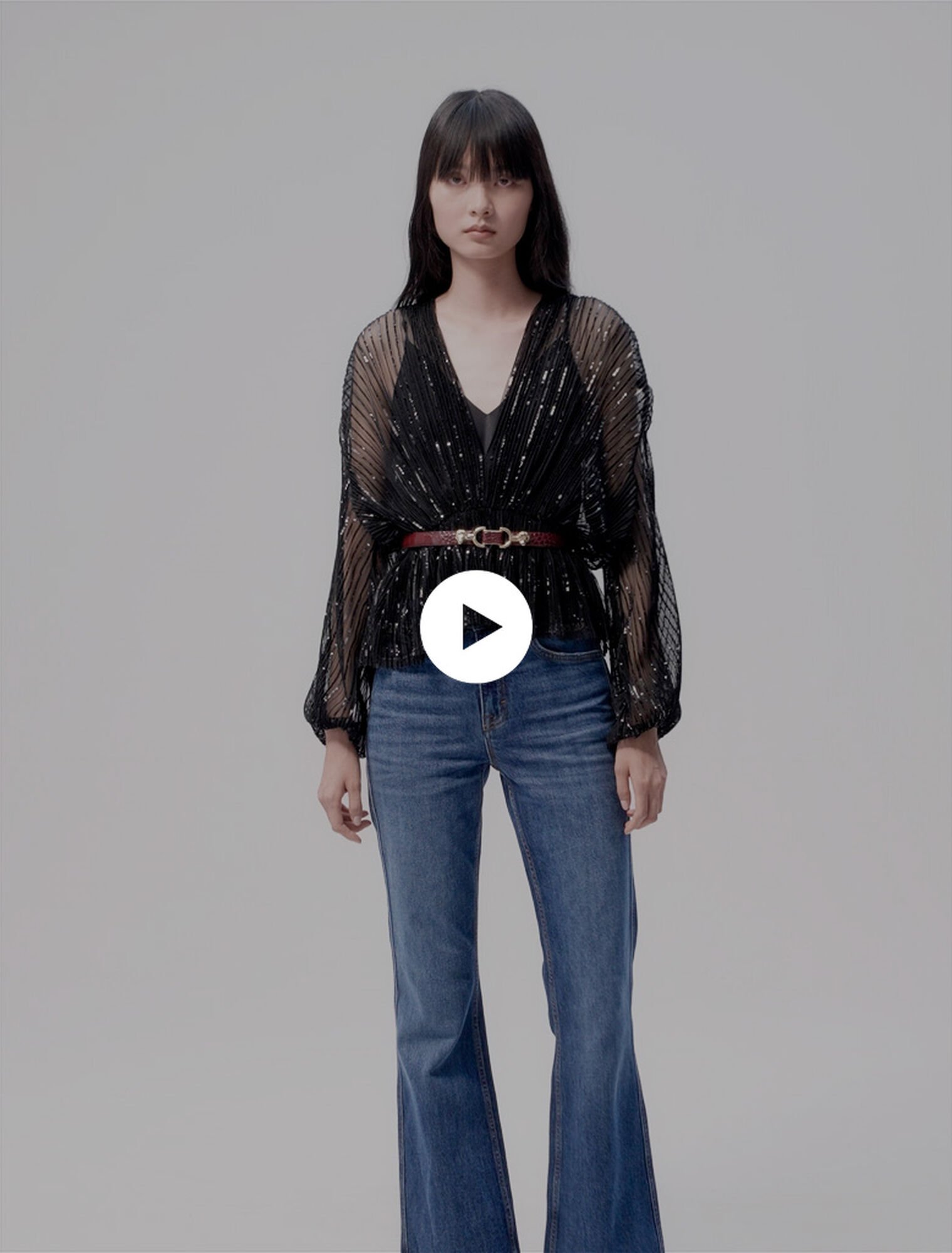 Pailletten-Top mit Gürtel