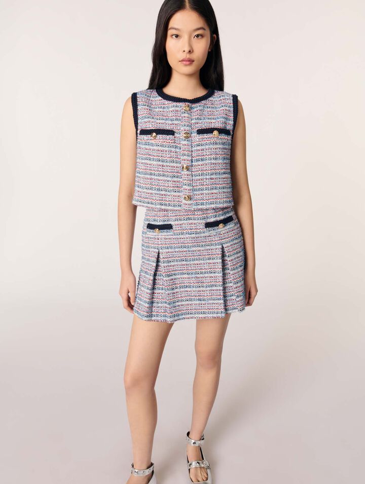Kurzes 2-in1-Kleid aus Tweed