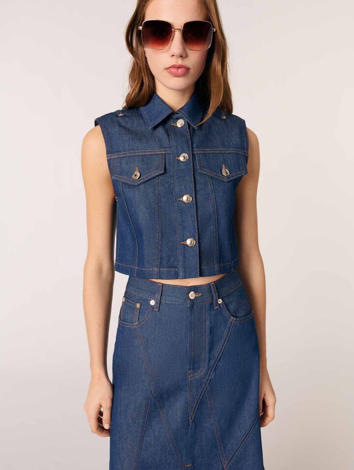 Kurze Weste aus Denim