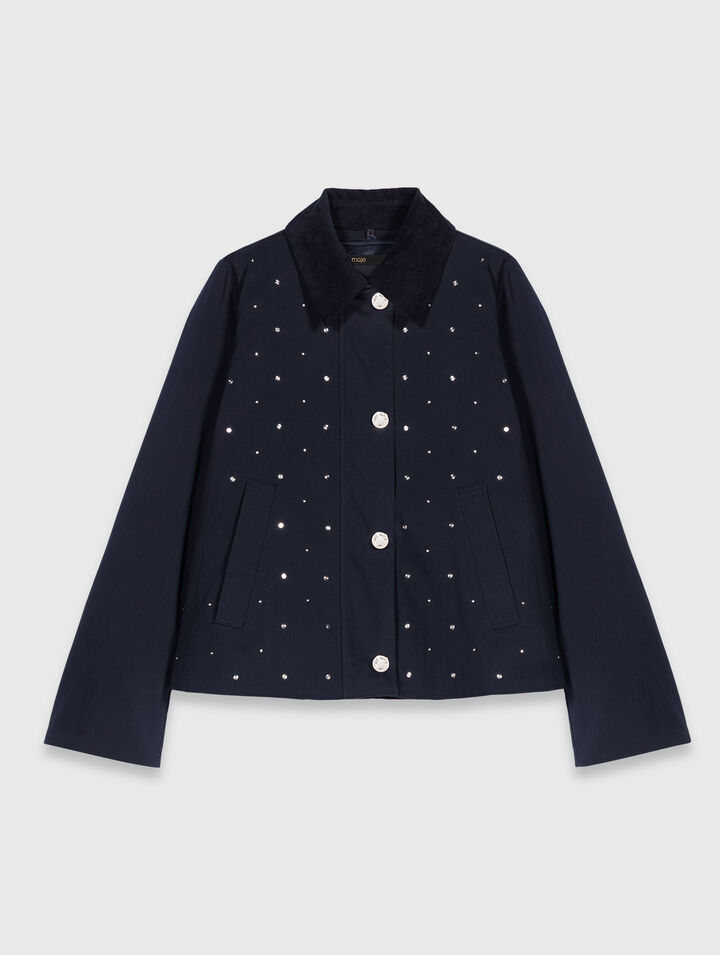 Kurze Jacke mit Samtkragen, Nieten