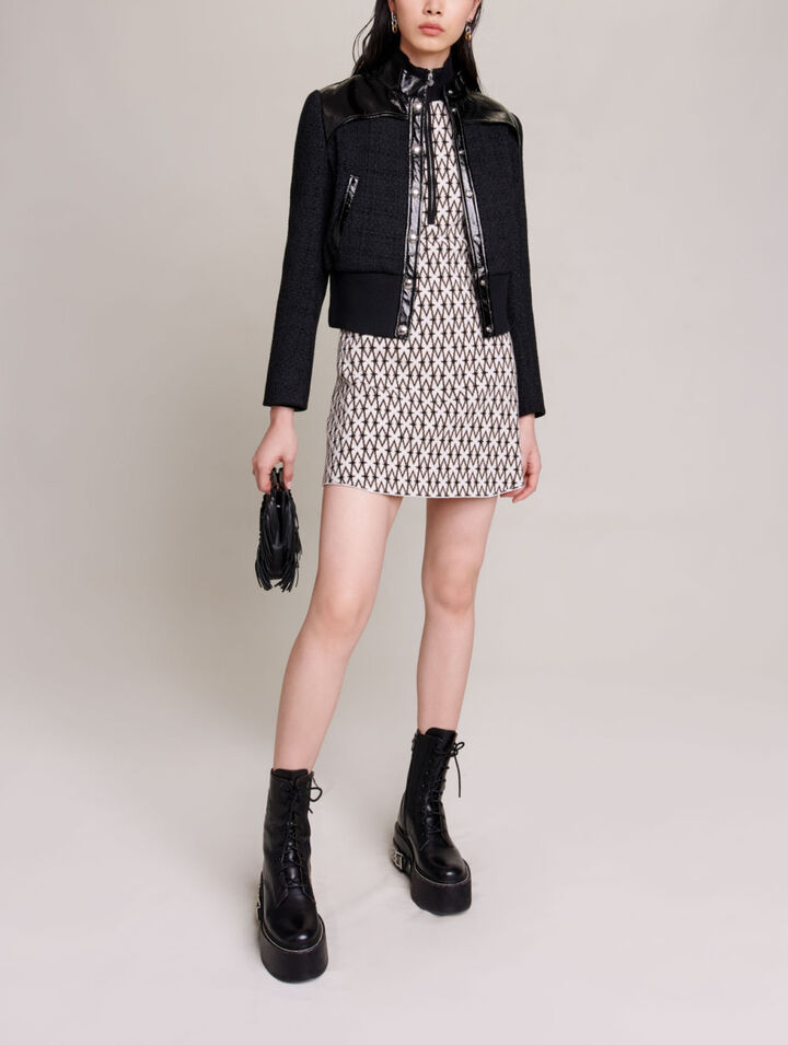 Blouson aus Tweed und Vinyl