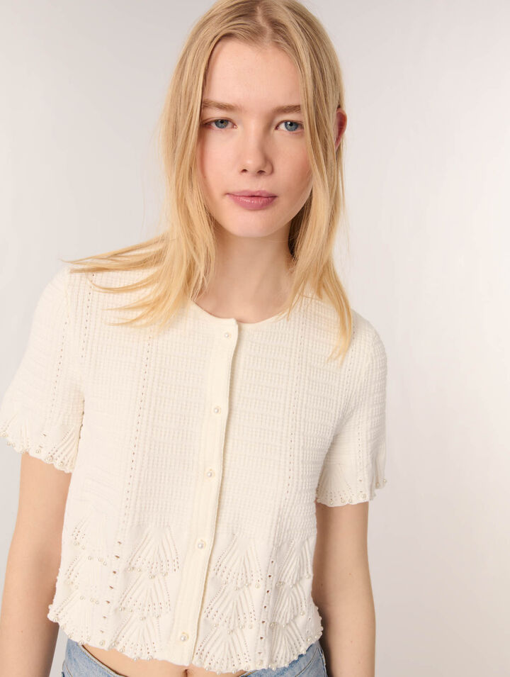 Cardigan aus Pointelle-Strick