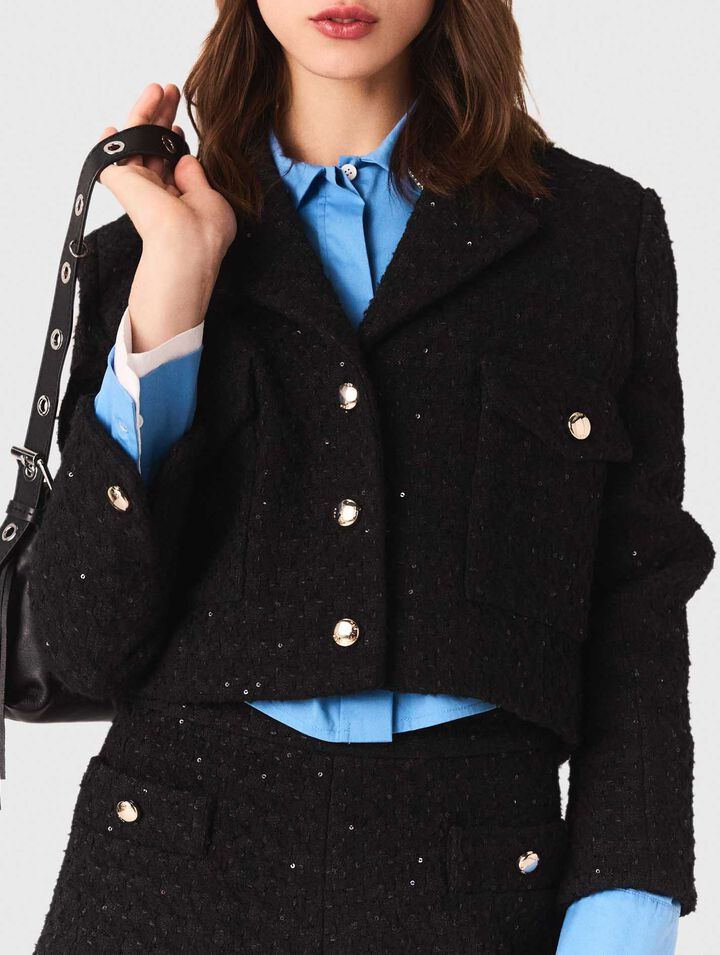 Kurze Tweed-Jacke mit Strass