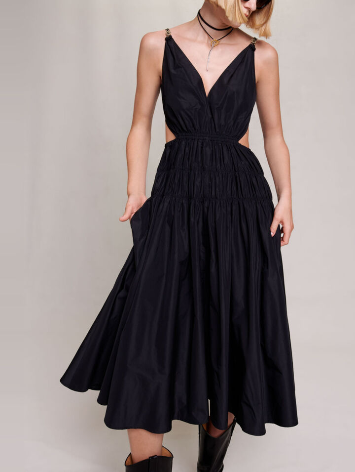Taftkleid mit Cut-Out an der Taille