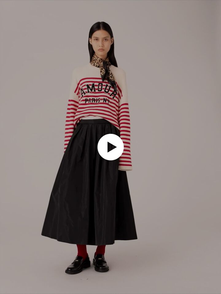 Langer Rock mit Kontrast-Taille