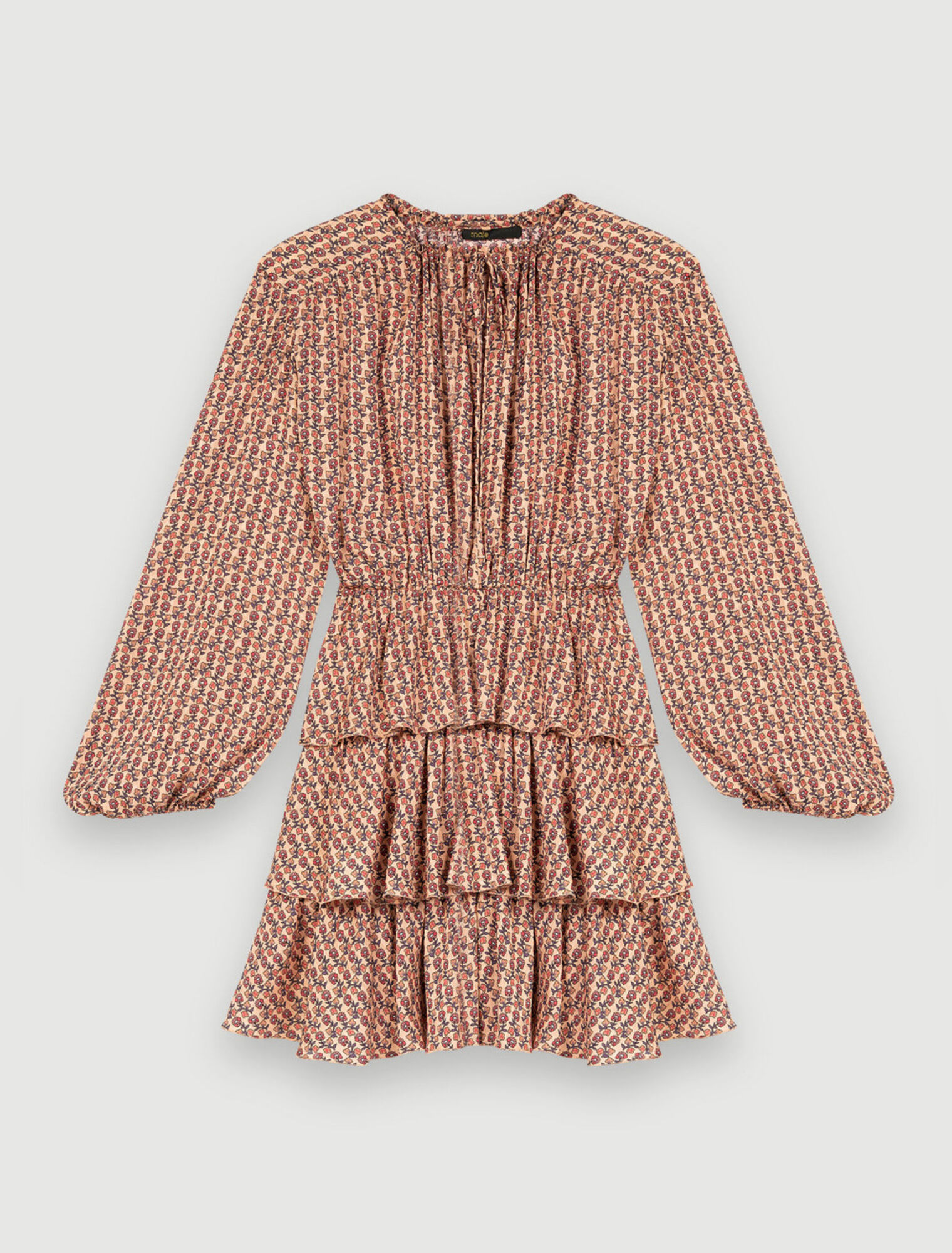 Bedrucktes fließendes Kleid mit Volants