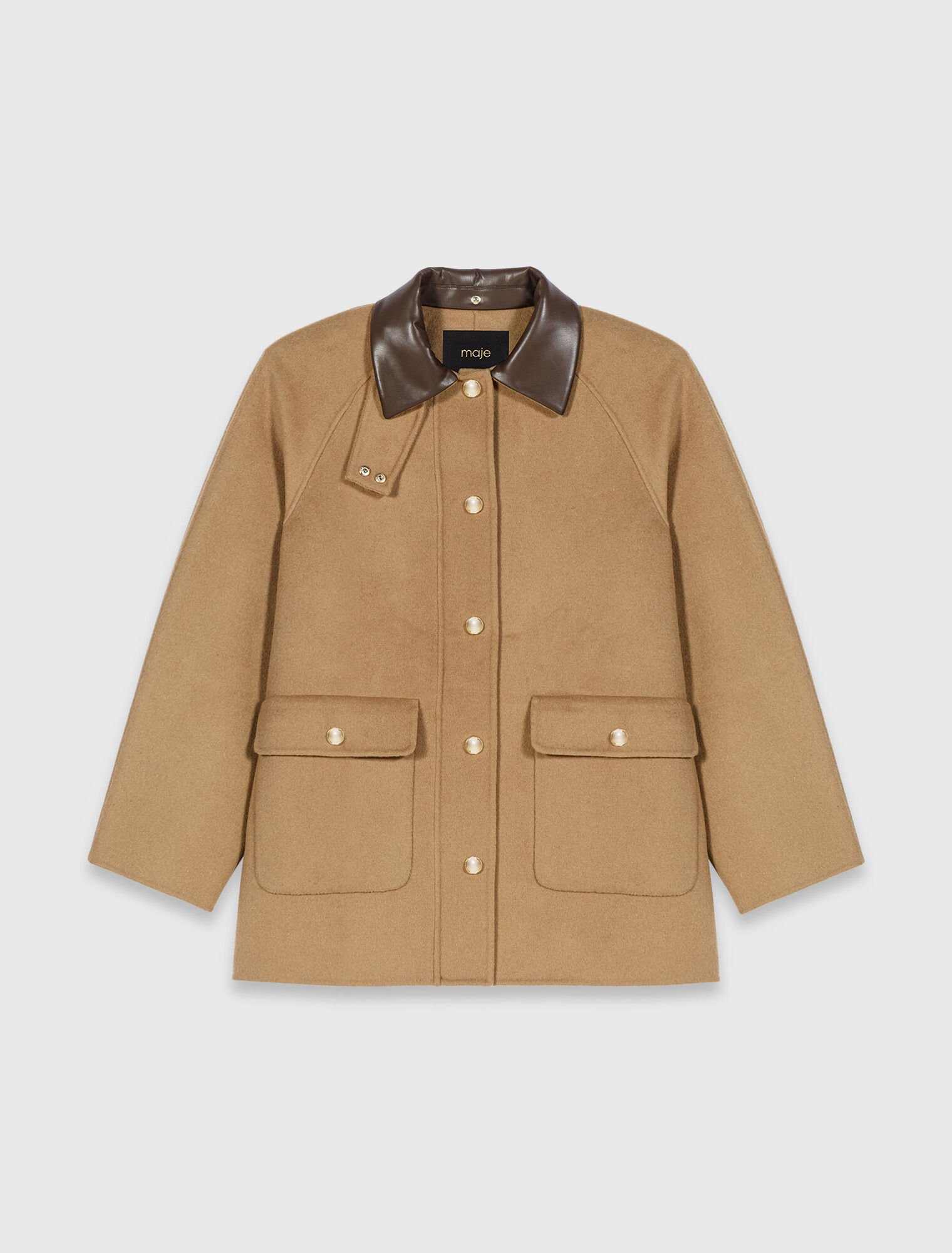 Wollmantel mit abnehmbarer Kapuze