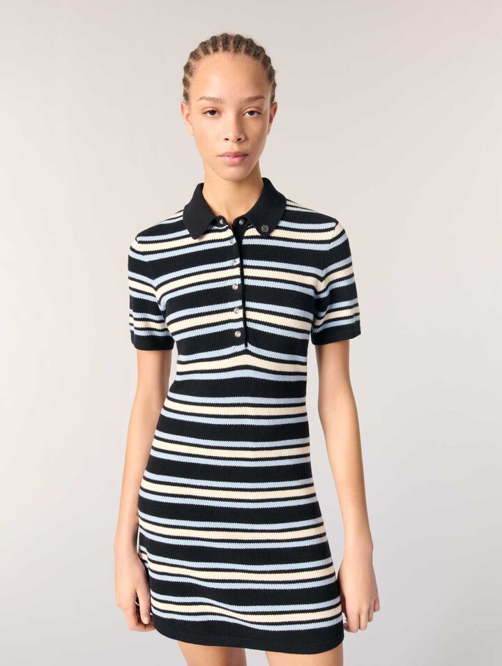Gestreiftes Polokleid aus Strick