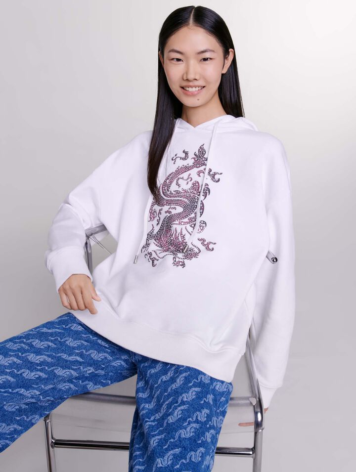 Oversize-Sweatshirt mit Strass
