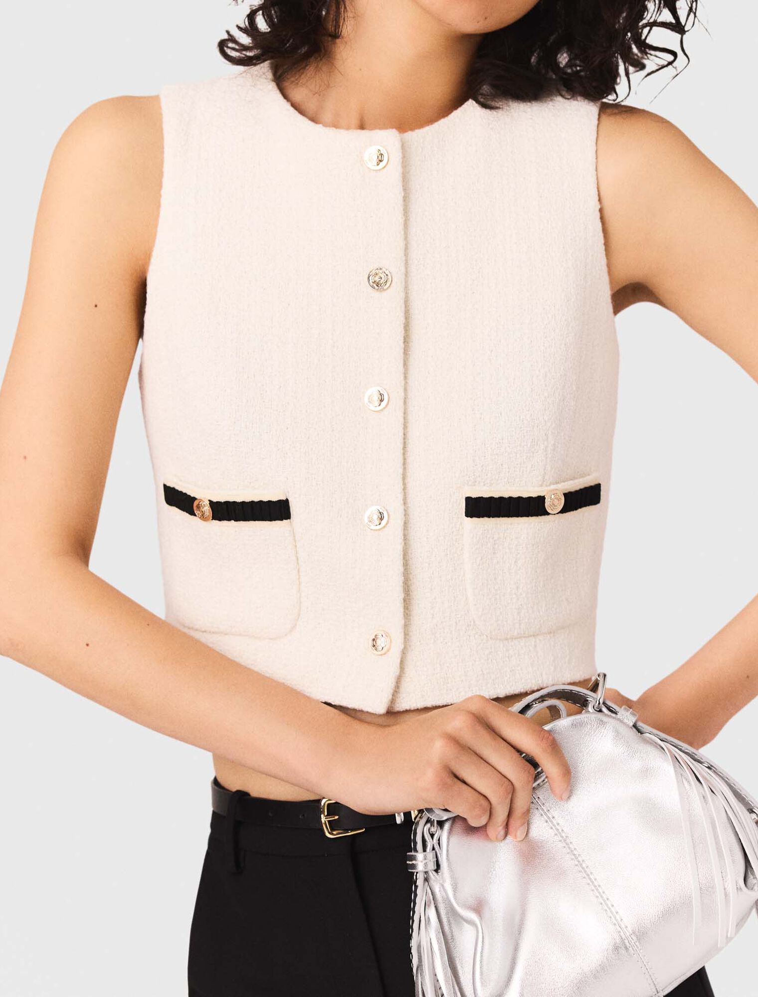 Ärmelloses Top aus Tweed-Lurex