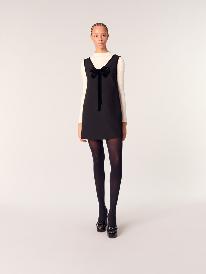 Schürzenkleid mit Velourskragen
