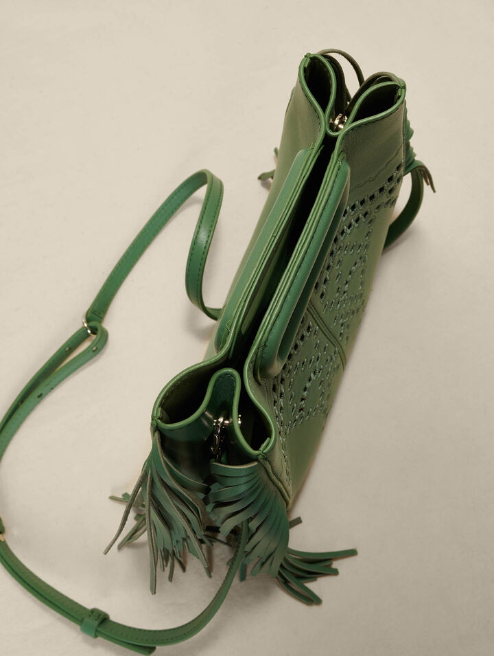 M-Tasche aus Leder mit Fransen