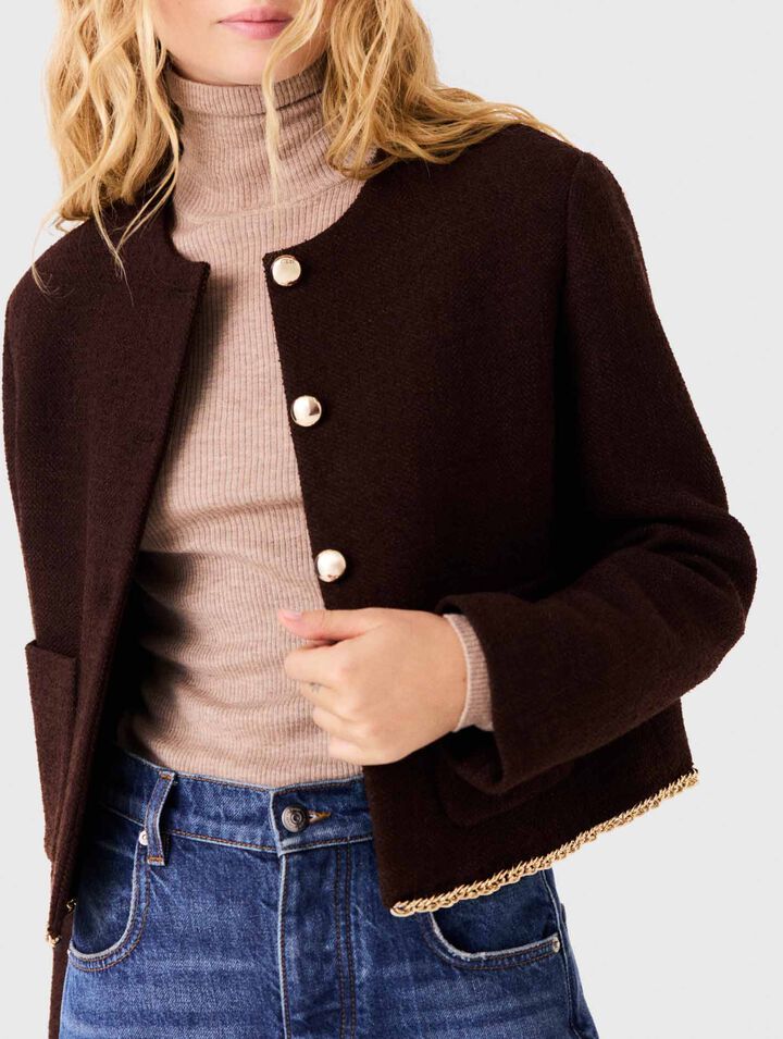 Tweed-Jacke mit Kettenborte