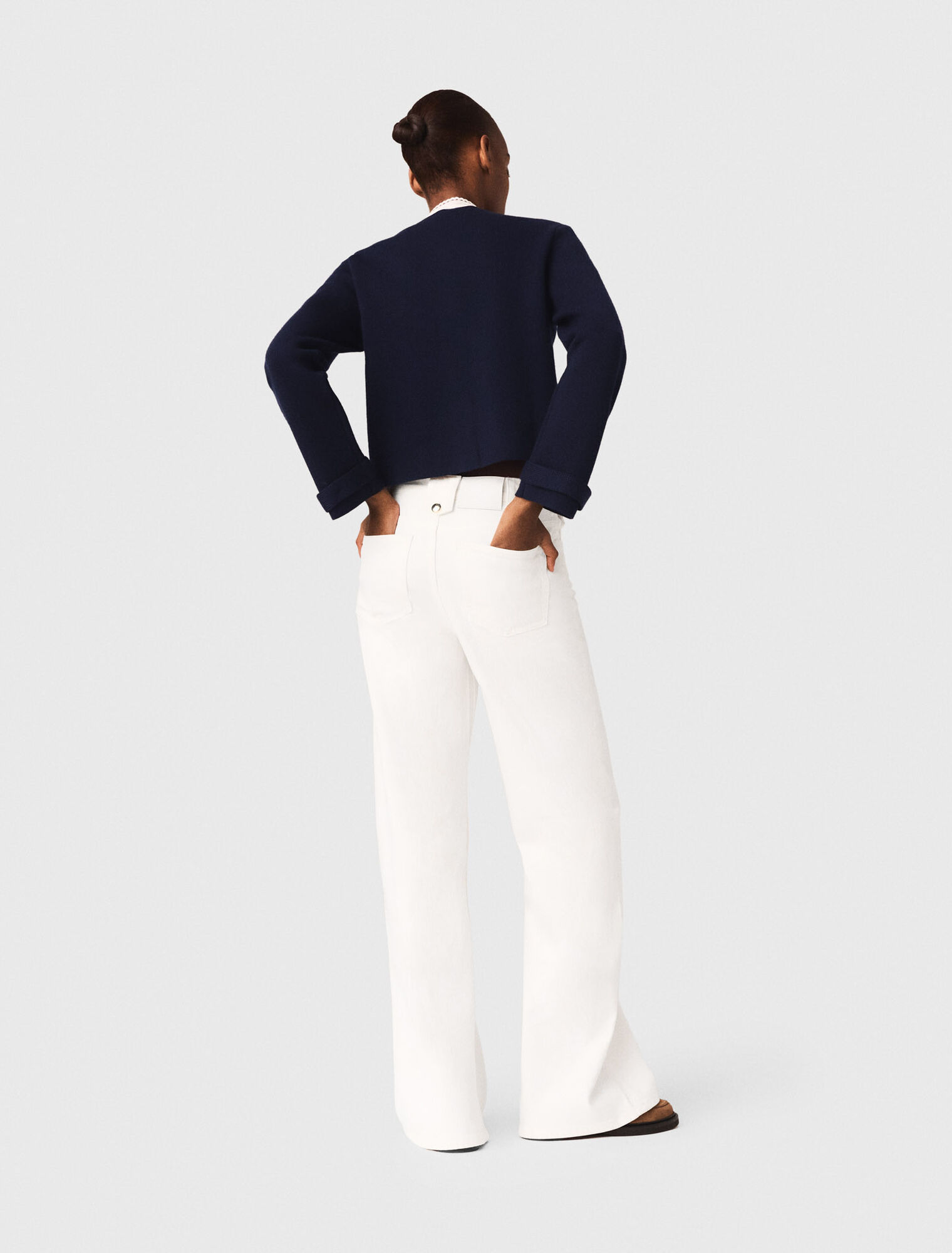 Cardigan, abnehmbarer Stickkragen