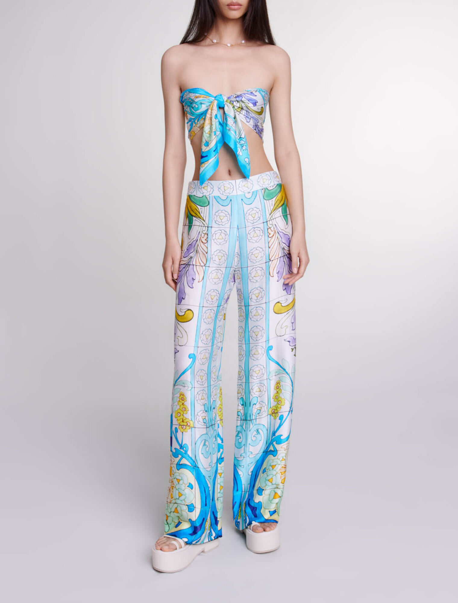 Gemusterte Satinhose