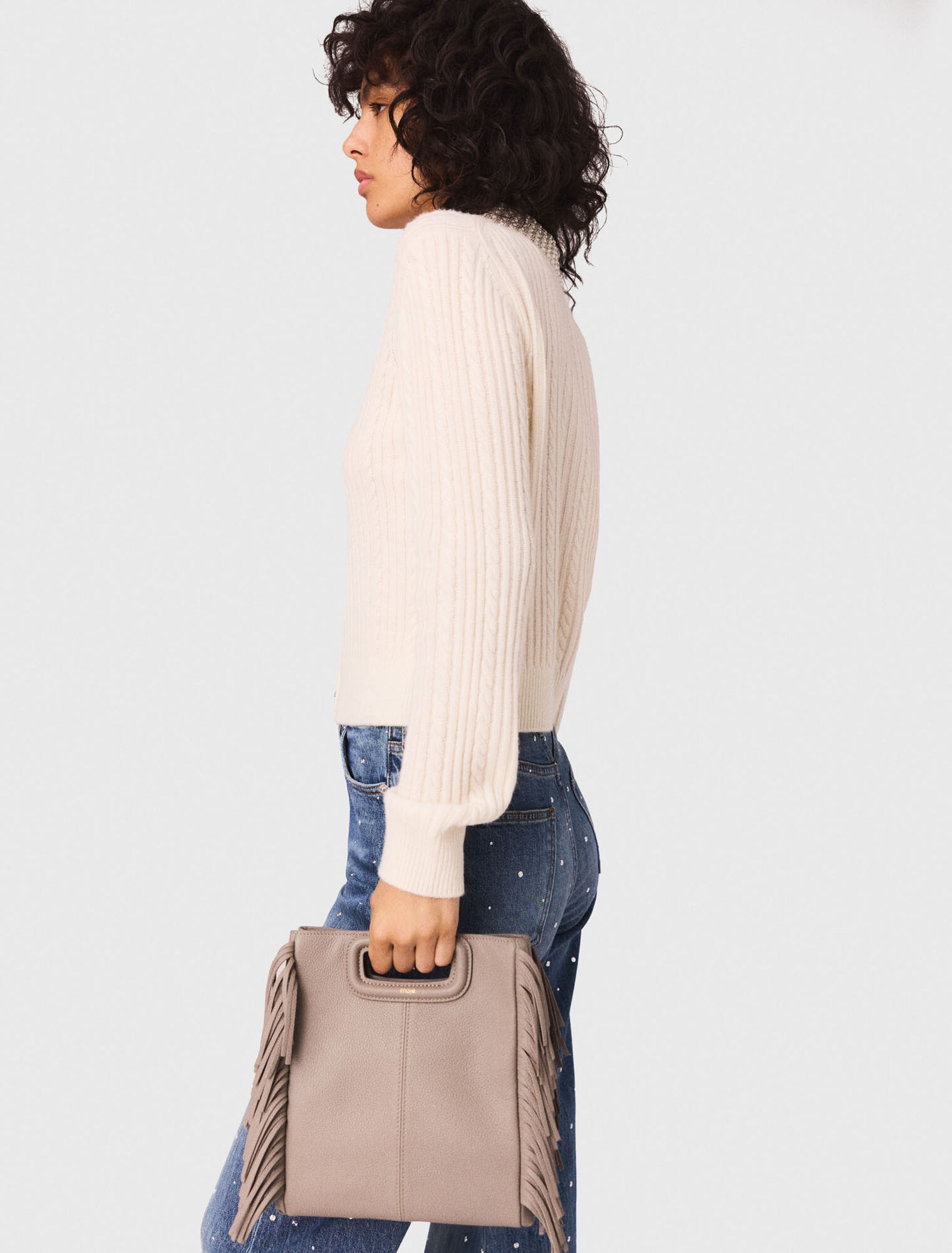 Strickjacke mit abnehmbarem Kragen