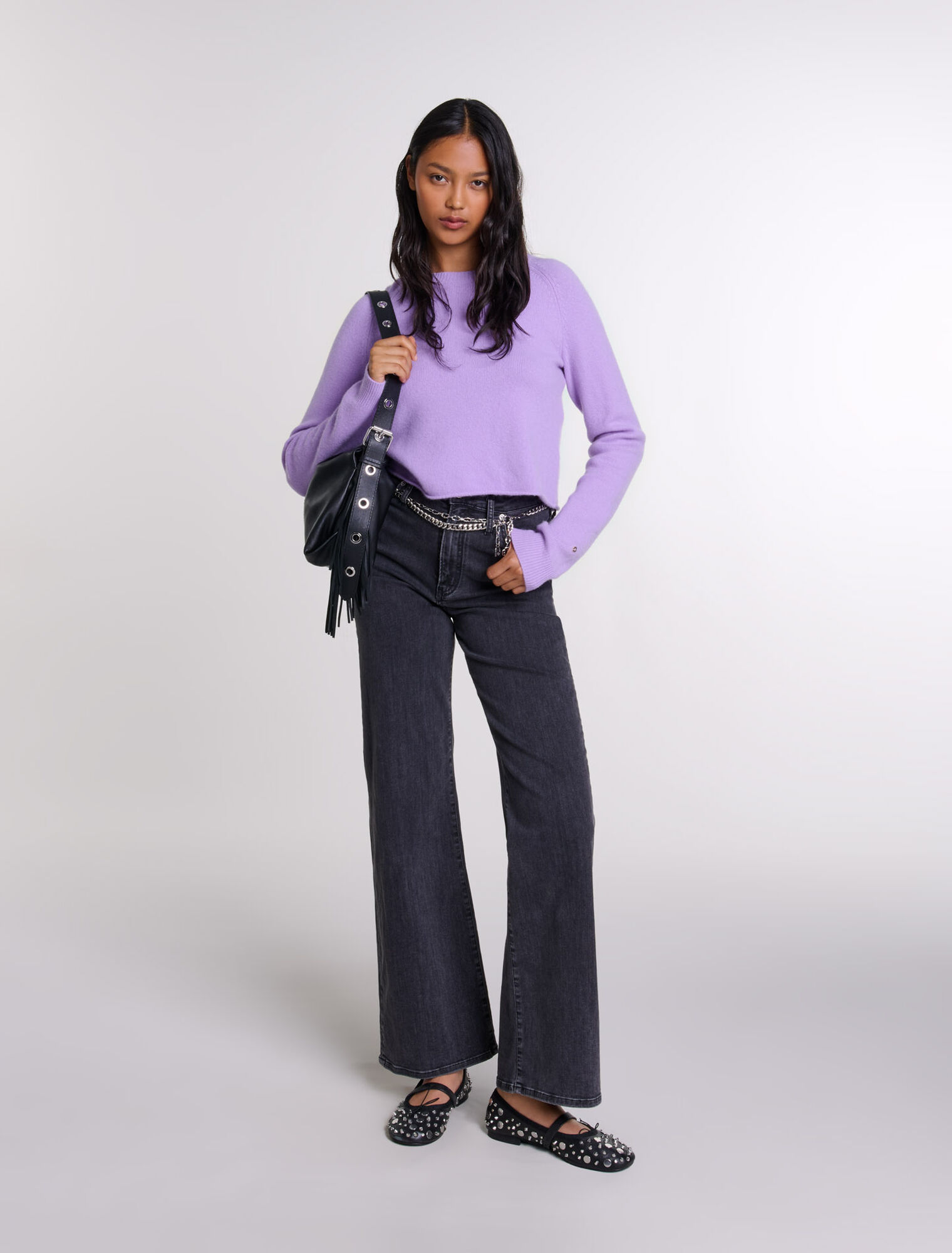 Black baggy jeans with belt