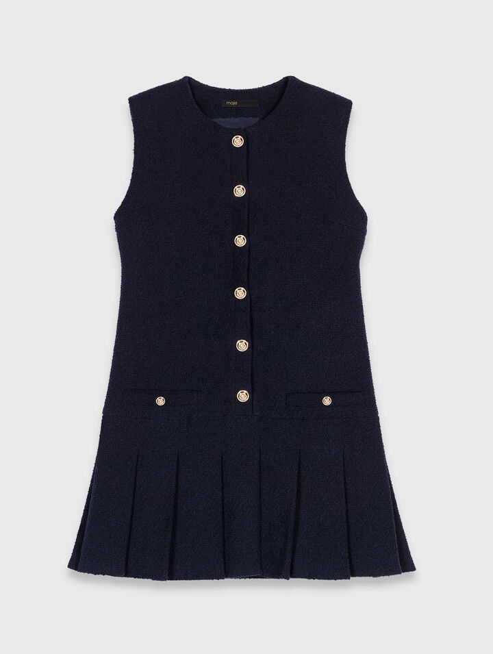 Kurzes Tweedkleid, abnehmbar Kragen