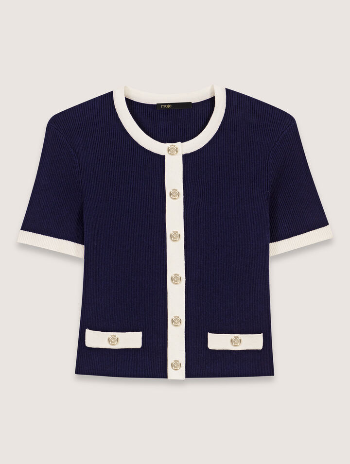 Kurzer Cardigan mit Kontrastdetails