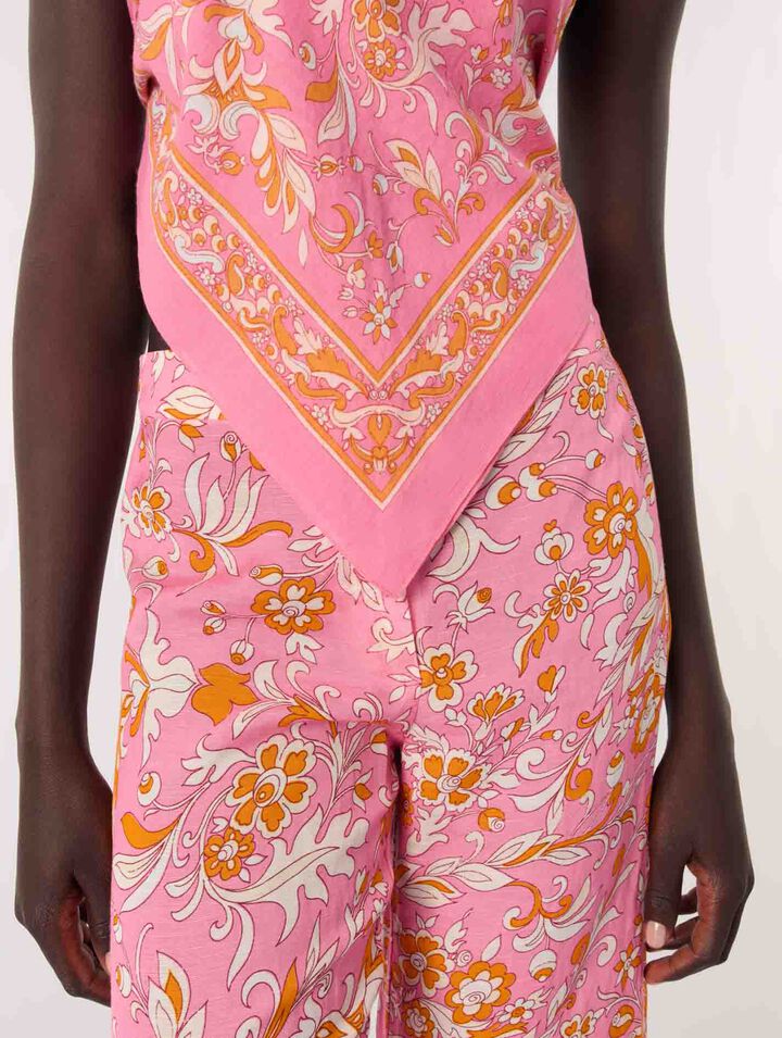 Bedruckte Leinenhose