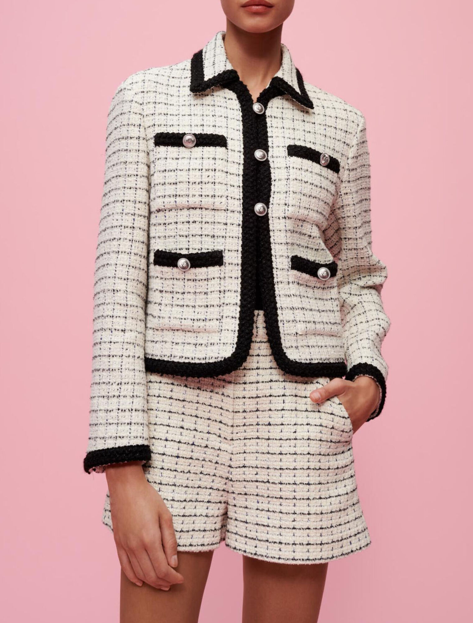Jacke aus Tweed mit Karomotiven