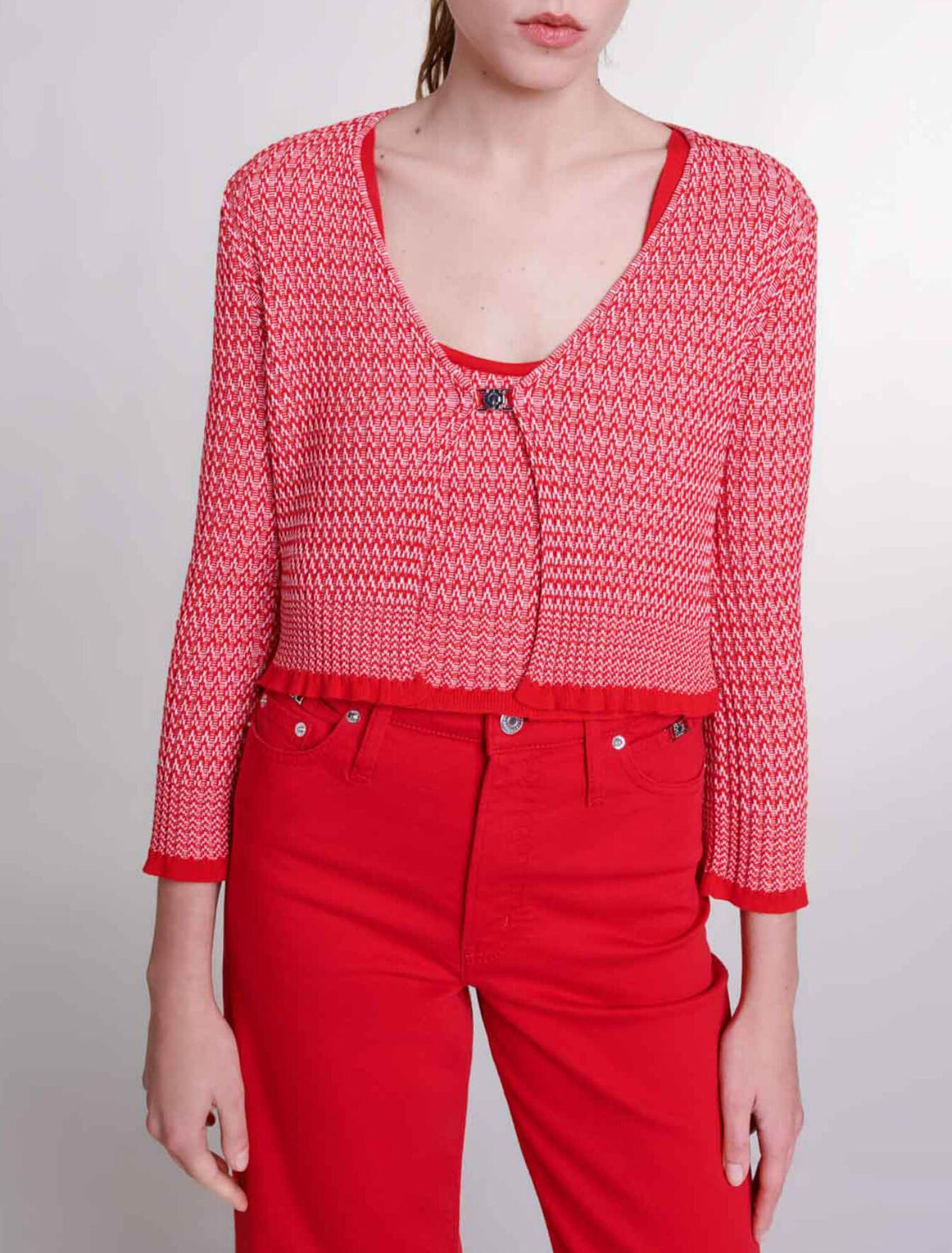 Twinset aus Strick Fischgrätmuster