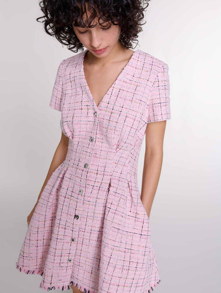 Kurzes Babydoll-Kleid aus Tweed