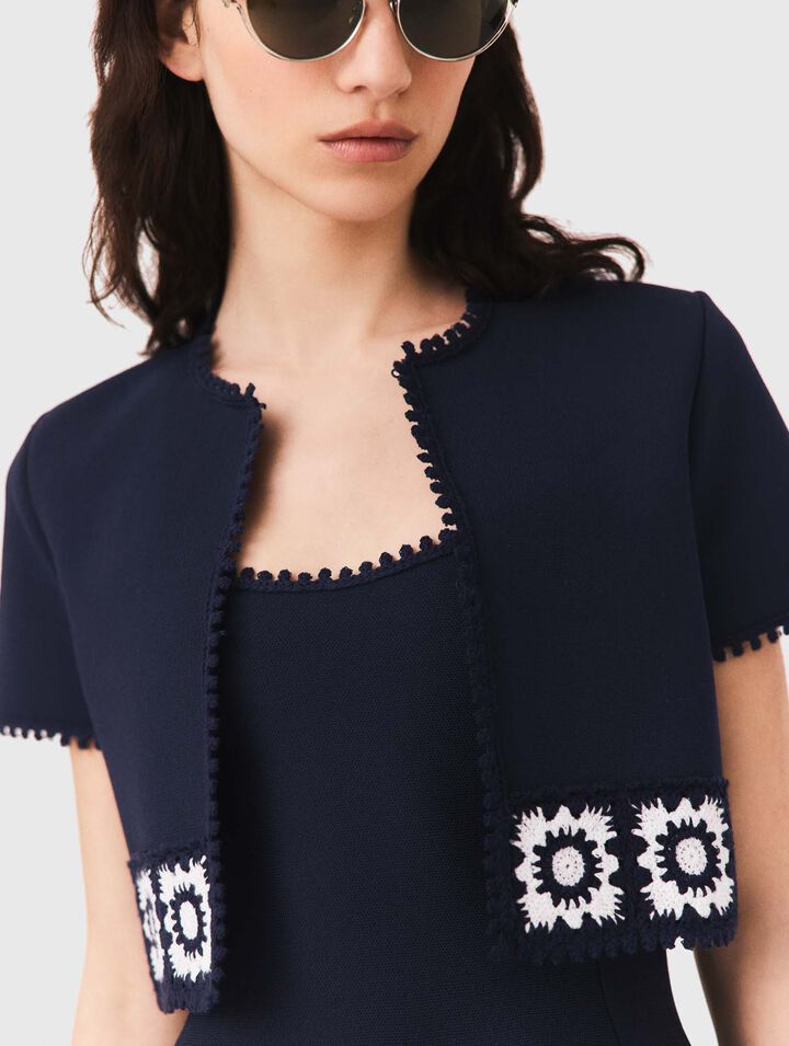 Cardigan mit H&auml;keleins&auml;tzen