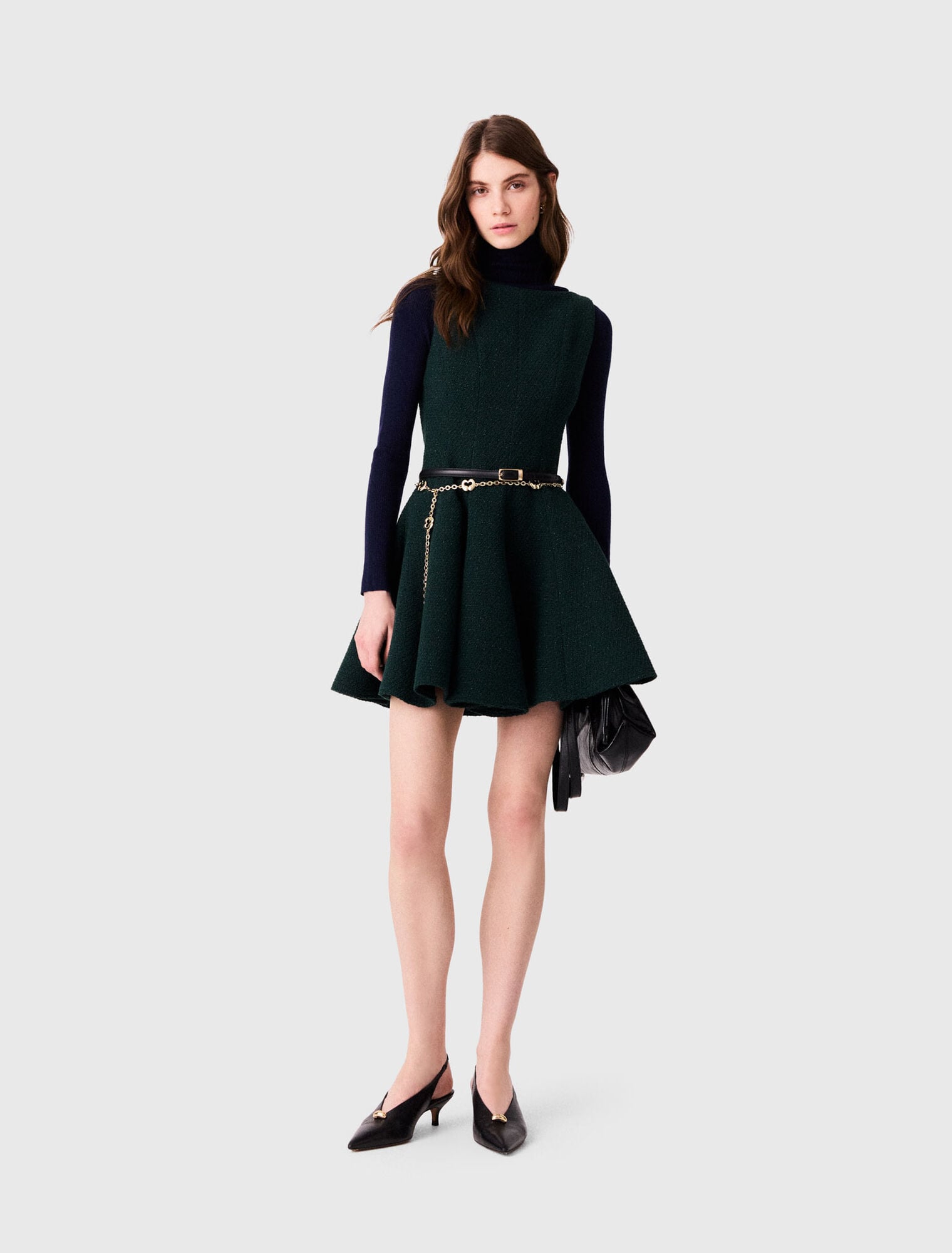 Kurzes &auml;rmelloses Tweedkleid