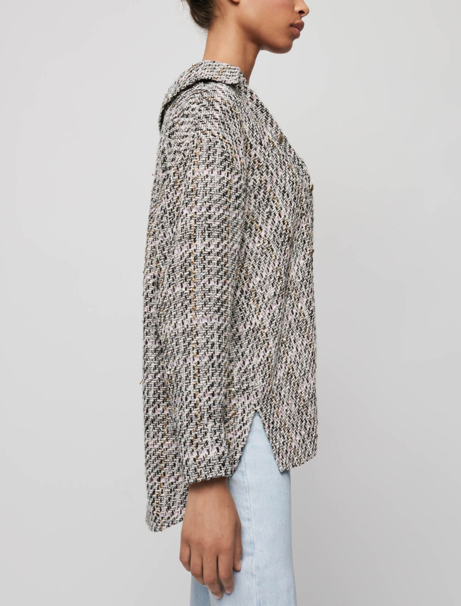 Trompe-l'oeil-Shirt in Tweed-Optik