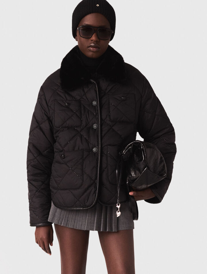 Wende-Daunenjacke mit Pailletten